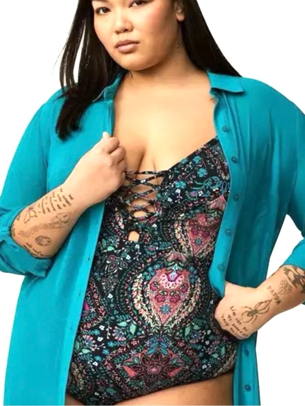 🆕🌺TORRID Sheer Teal Button Down Cover Up🌺